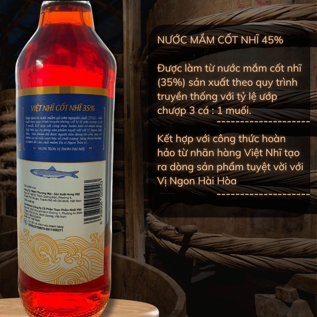 Nước Mắm Cá Cơm Cốt Nhĩ Nguyên Chất 35% Độ Đạm Việt Nhĩ - HưngViệt