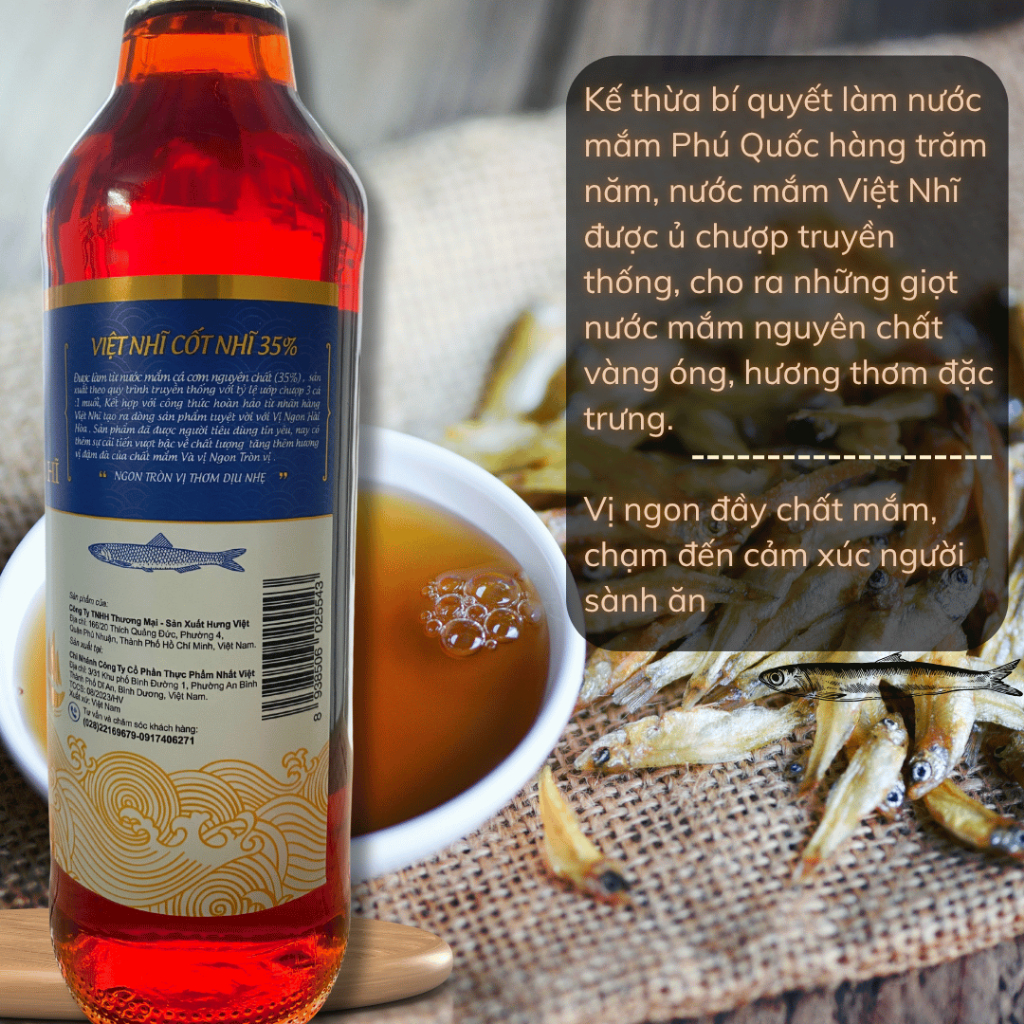 Nước Mắm Cá Cơm Cốt Nhĩ Nguyên Chất 35% Độ Đạm Việt Nhĩ - HưngViệt