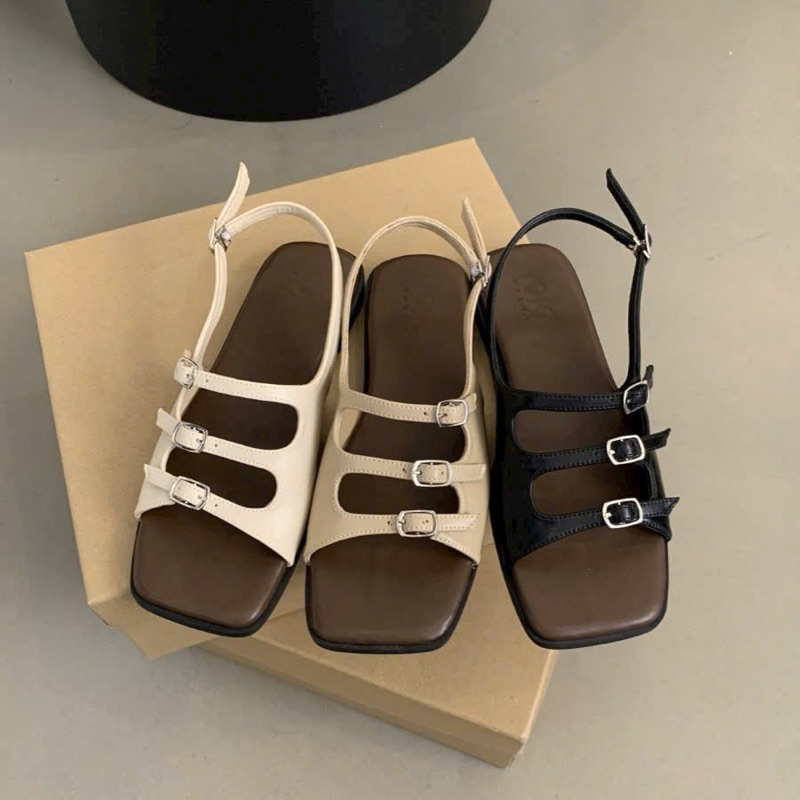 Dép Sandal Nữ 3 Quai Khoá Đế Bệt Thời Trang