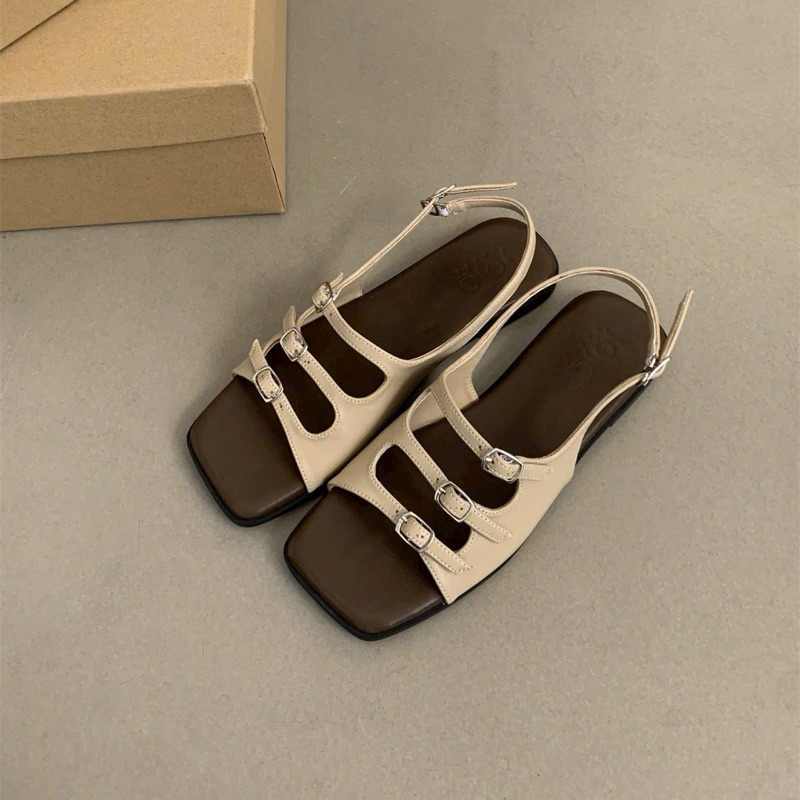 Dép Sandal Nữ 3 Quai Khoá Đế Bệt Thời Trang