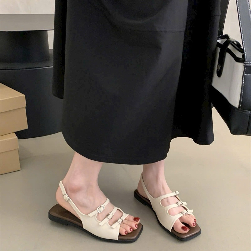 Dép Sandal Nữ 3 Quai Khoá Đế Bệt Thời Trang