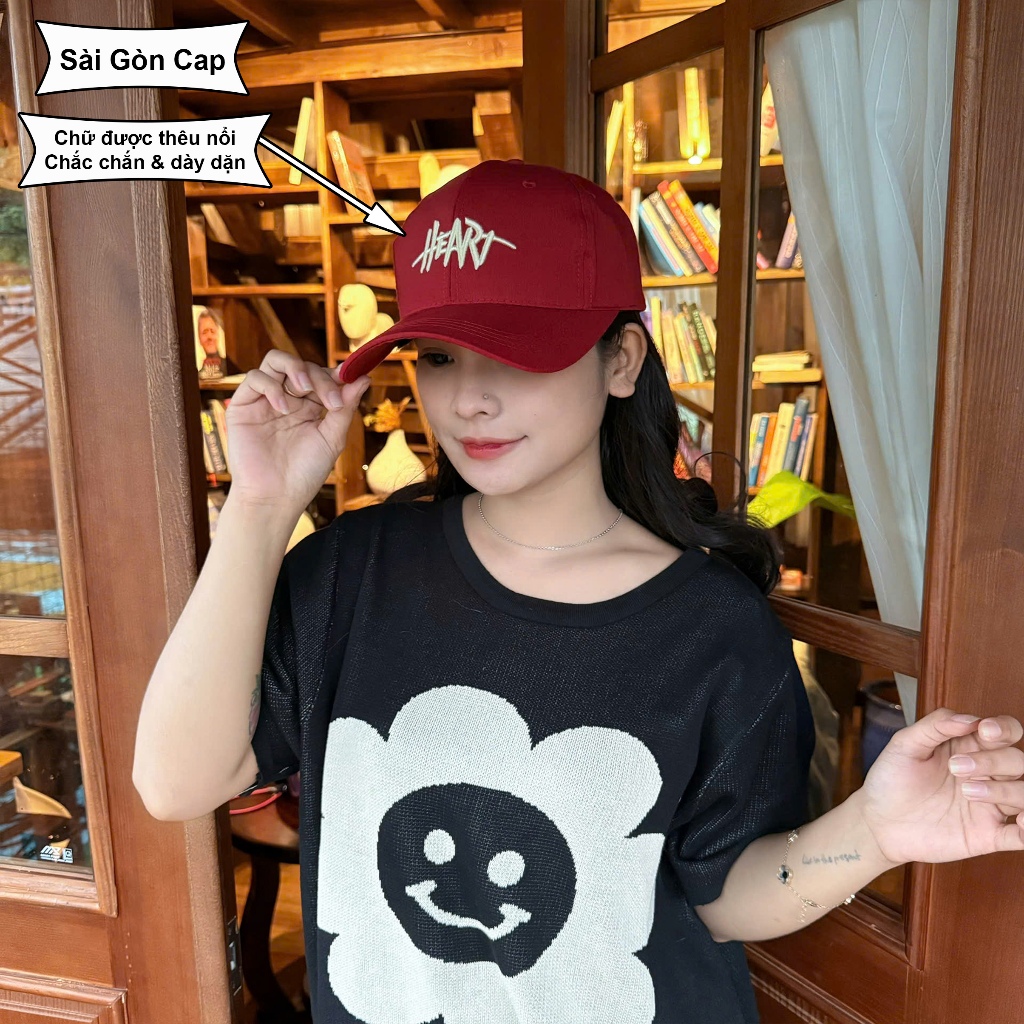 Mũ lưỡi trai cao cấp thêu chữ HEART