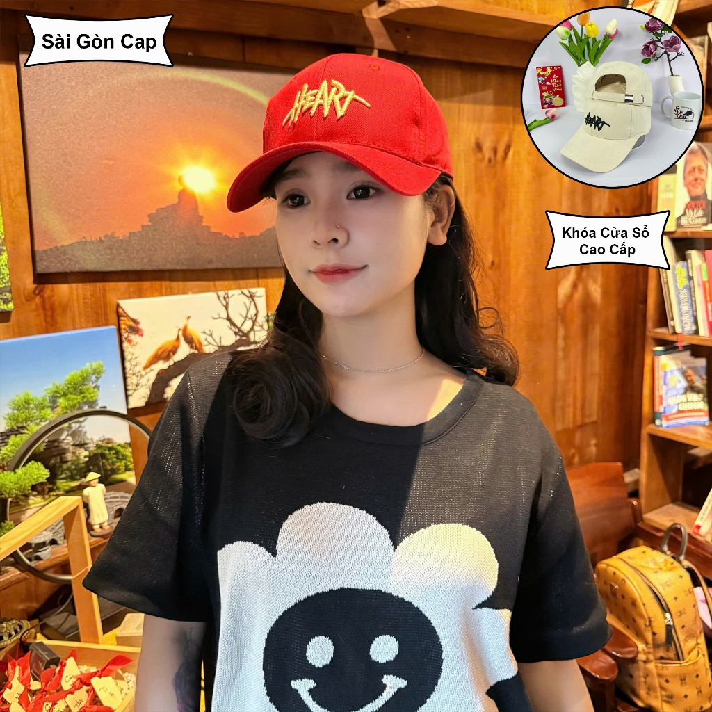 Mũ lưỡi trai cao cấp thêu chữ HEART