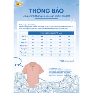 Áo thun polo nữ vải siêu co giãn YODY bo cổ dệt vải waffle thoáng khí chạm mát WCPO25S035