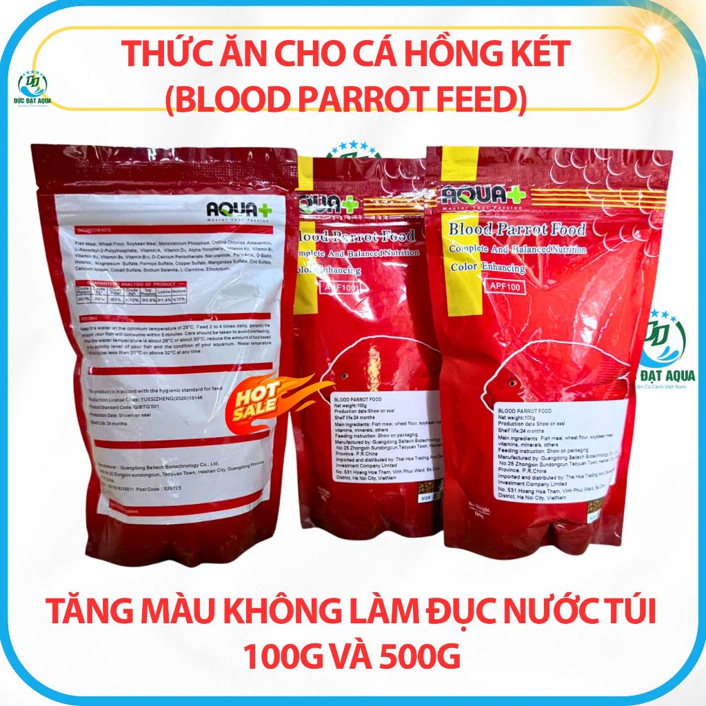 Thức ăn cho cá hồng két (Blood Parrot feed) tăng màu không đục nước túi 100g và 500g 3