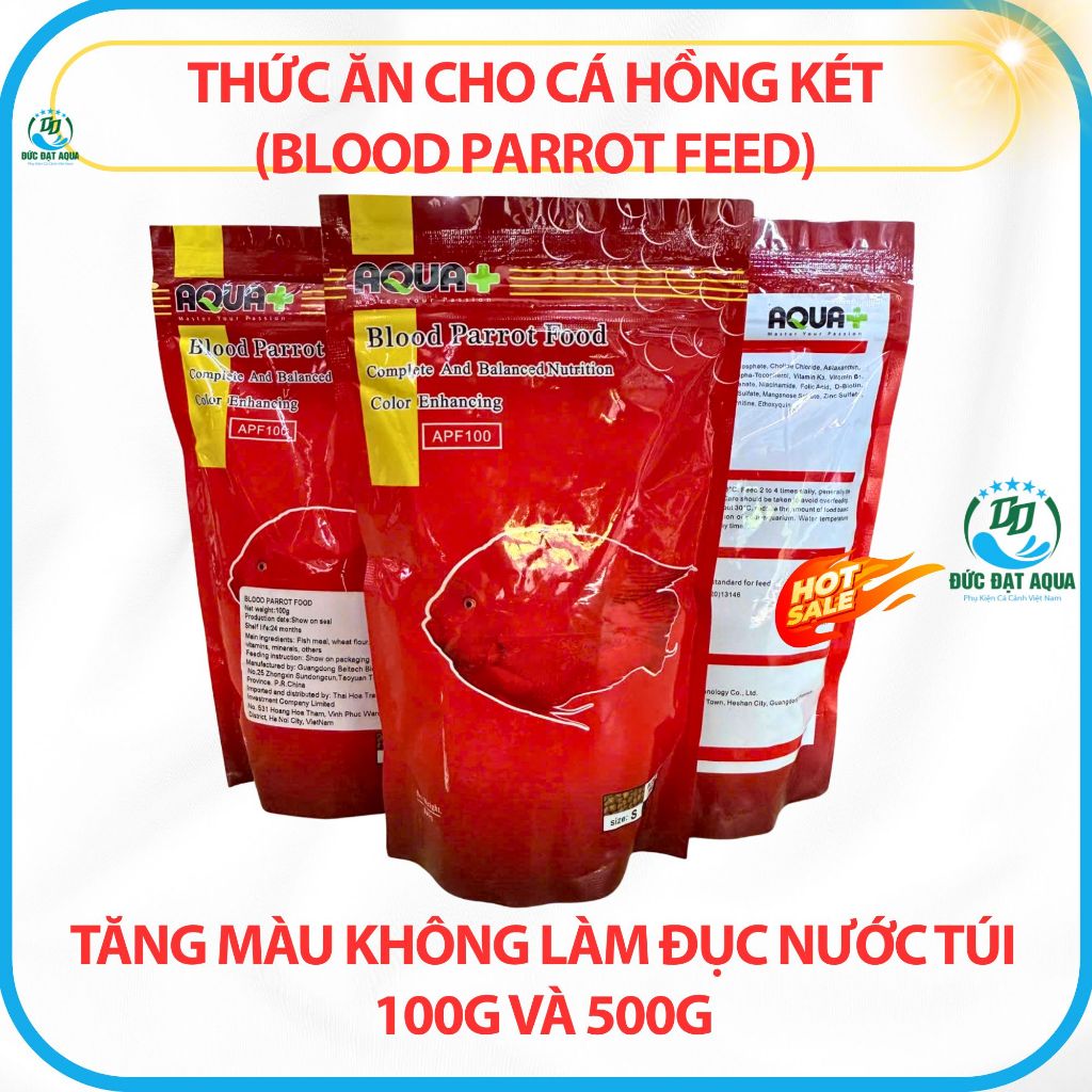 Thức ăn cho cá hồng két (Blood Parrot feed) tăng màu không đục nước túi 100g và 500g