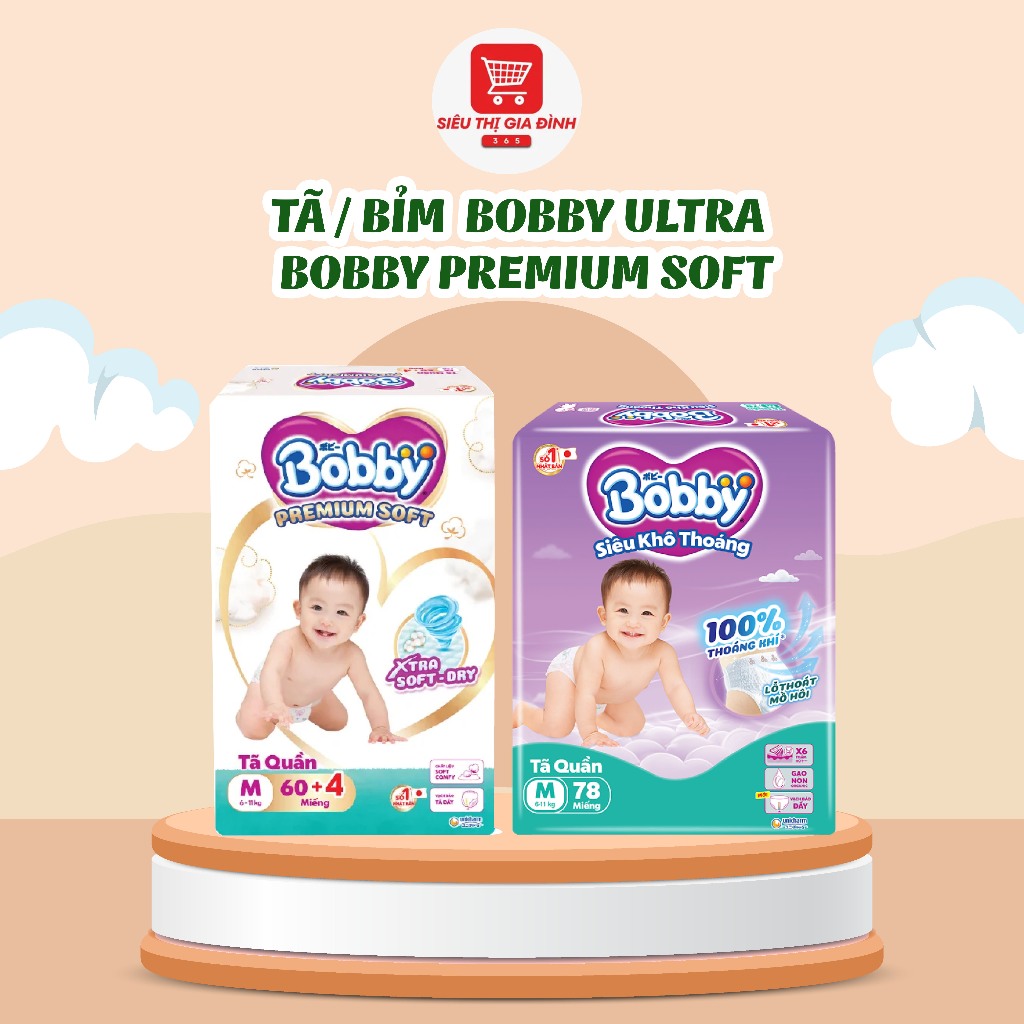 Tã Bỉm Quần Bobby Ultra Khô Thoáng Và Bobby Premium Soft Êm Mềm Chính ...