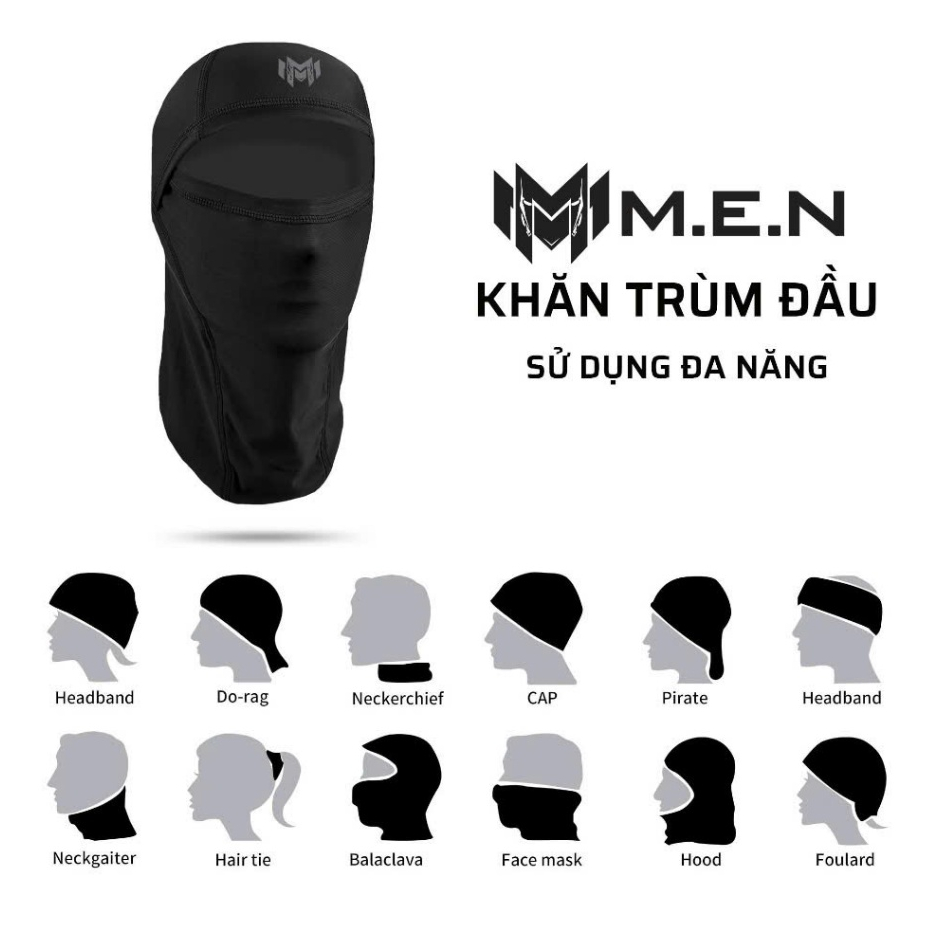 Khăn che đầu kiểu mới 3IN1/ men full đen ngầu [KHO SỈ]