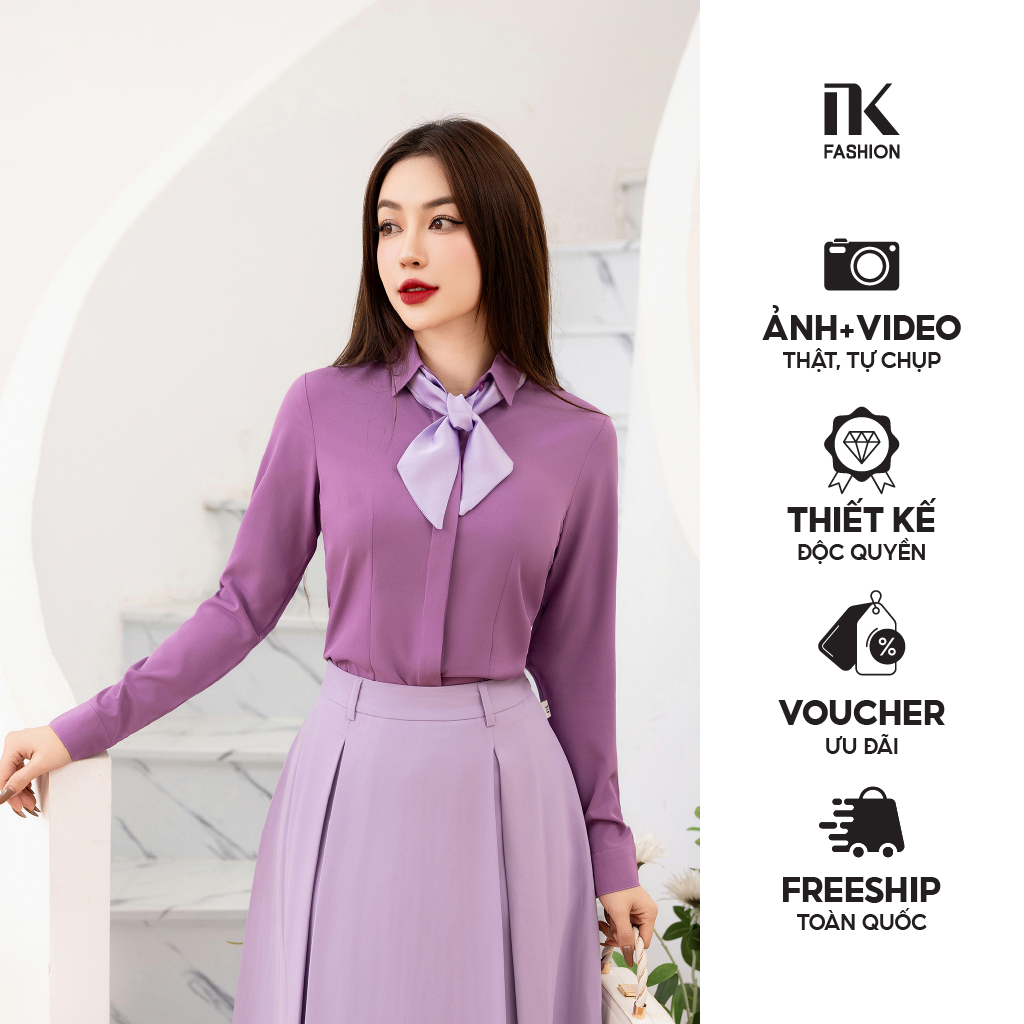 Áo Sơ Mi Nữ Công Sở Cao Cấp Dài Tay NK FASHION, Thiết Kế Đơn Sắc Tối Giản Thanh Lịch NKSM2010011