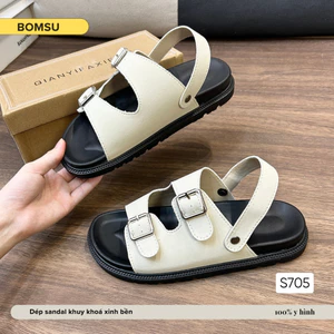 Sandal nữ đế cao bản quai da khuy khóa sang xịn nịnh chân chống nước - Giày quai hậu nữ cao cấp hot trend