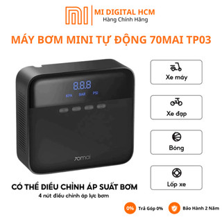 Máy bơm lốp xe ô tô mini tự động 70MAI Midrive TP03 - Tự ngắt - Có hiển thị áp suất - Mã lực lớn - Độ ồn thấp