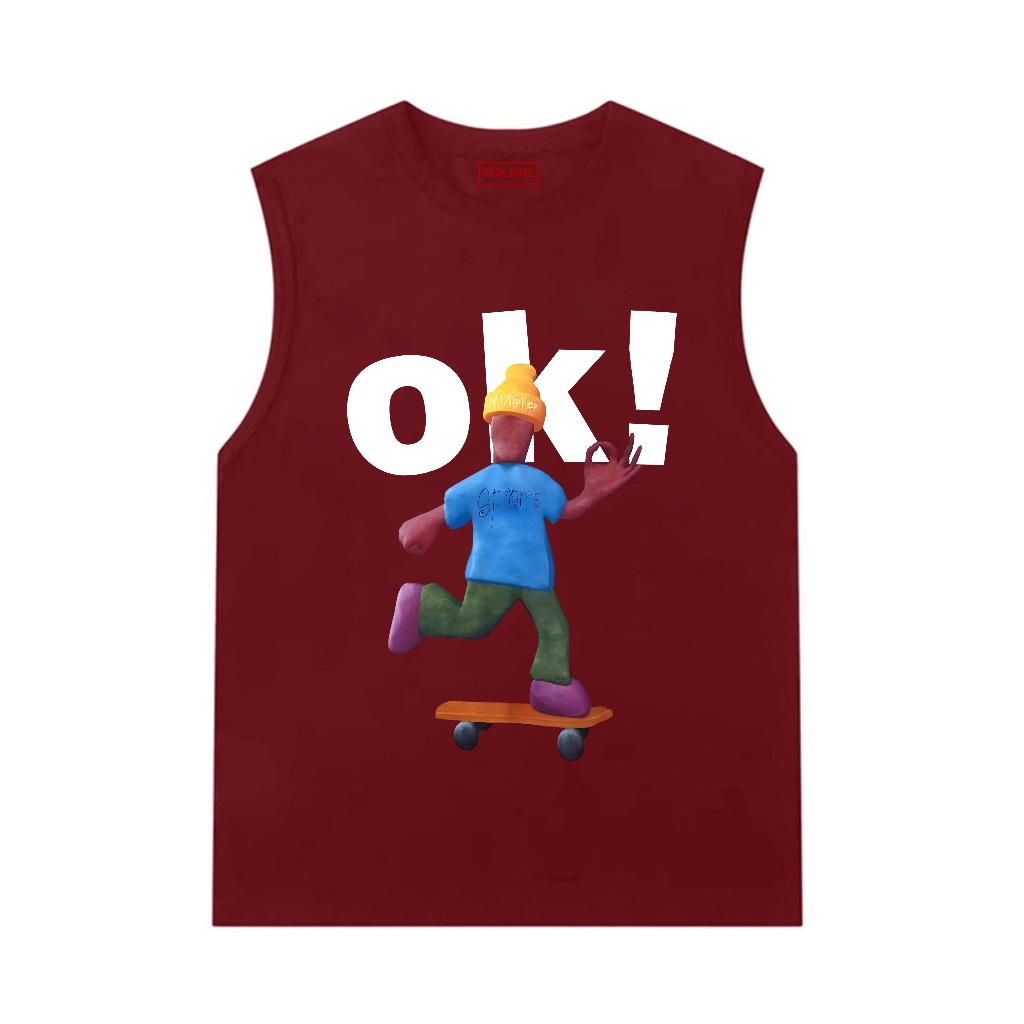 Áo Ba Lỗ Thể Thao Nam Nữ RedLabel In Họa Tiết "OK", Áo Tanktop Sát Nách Nam Nữ Cotton Cá Tính TT70
