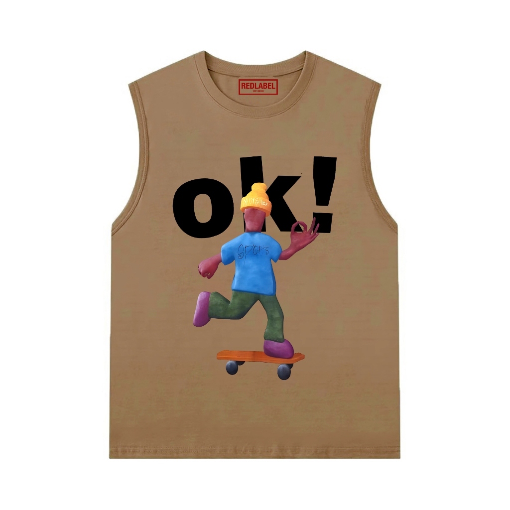 Áo Ba Lỗ Thể Thao Nam Nữ RedLabel In Họa Tiết "OK", Áo Tanktop Sát Nách Nam Nữ Cotton Cá Tính TT70