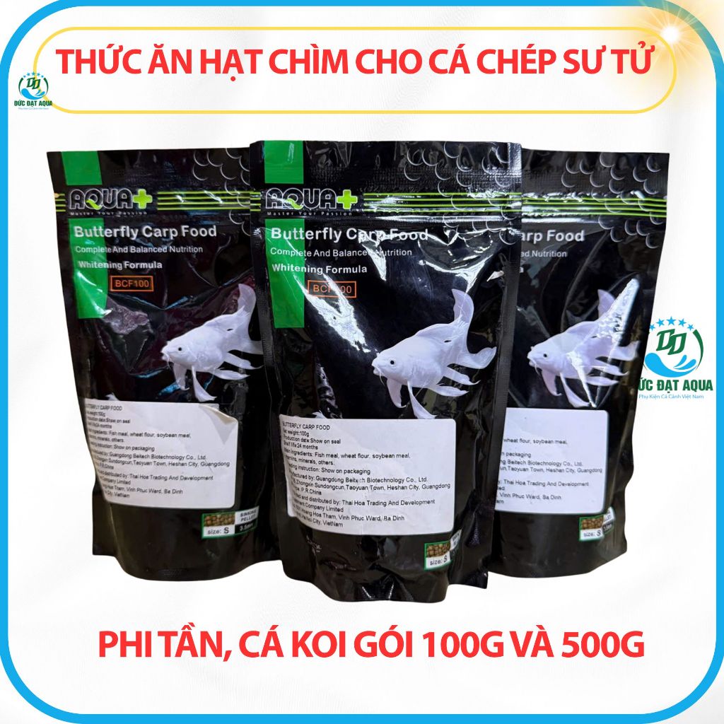 Thức ăn hạt chìm cho cá chép sư tử,phi tần, cá koi gói 100g và 500g nổi tiếng trên thị trường
