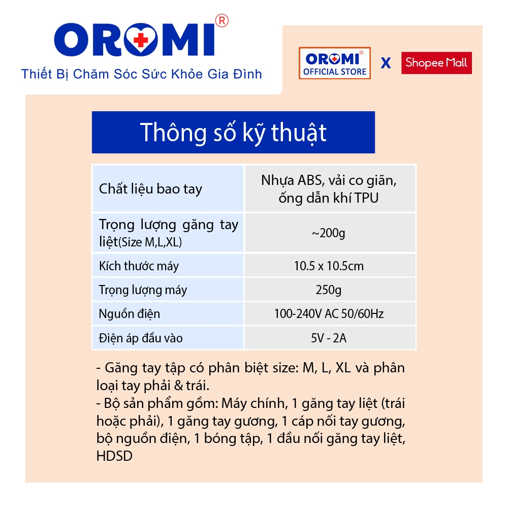 Máy tập tay phục hồi chức năng OROMI 965 - Găng tay Robot, Máy co bóp tay tự động cho người bị liệt