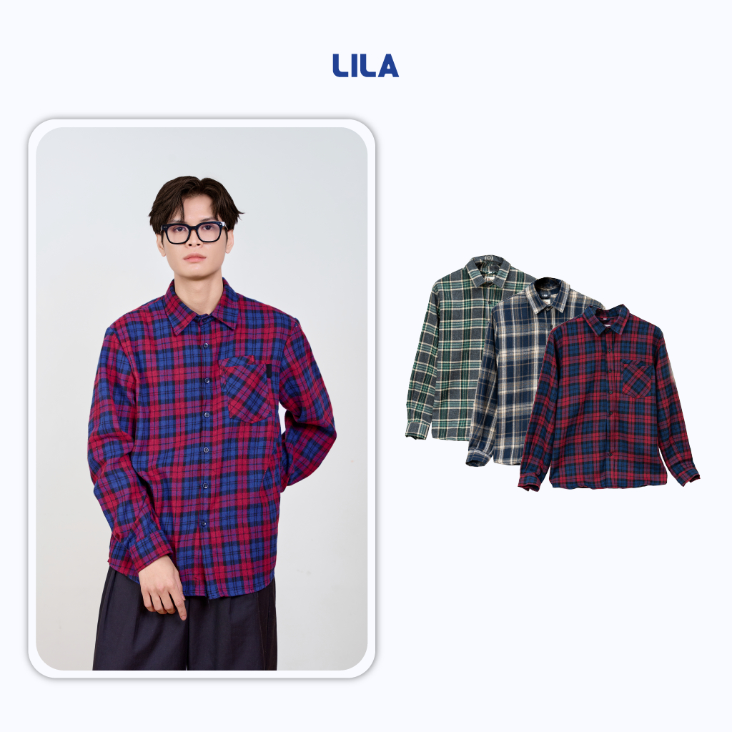 Set áo sơ mi phối chân váy ngắn xếp li kẻ caro Cozy Lila cá tính, set couple đồ đôi chất liệu cotton