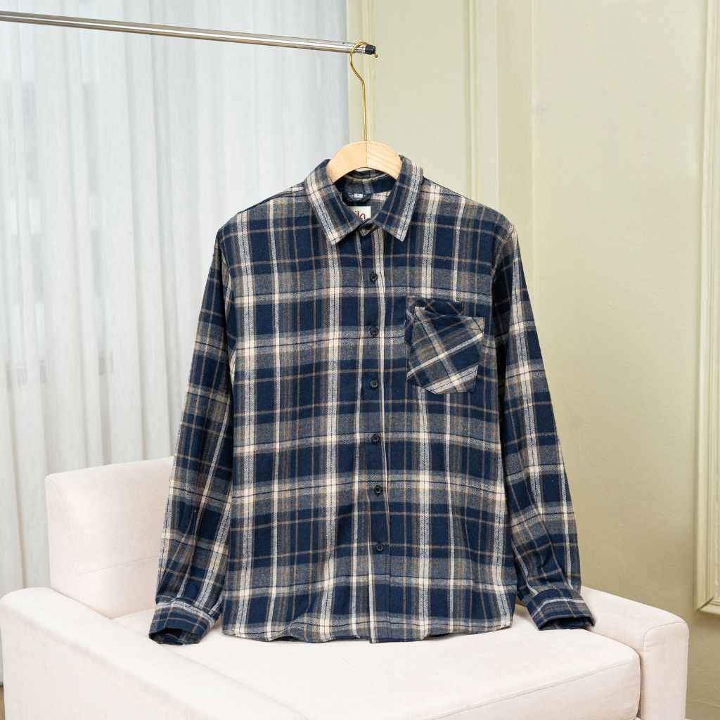 Set áo sơ mi phối chân váy ngắn xếp li kẻ caro Cozy Lila cá tính, set couple đồ đôi chất liệu cotton