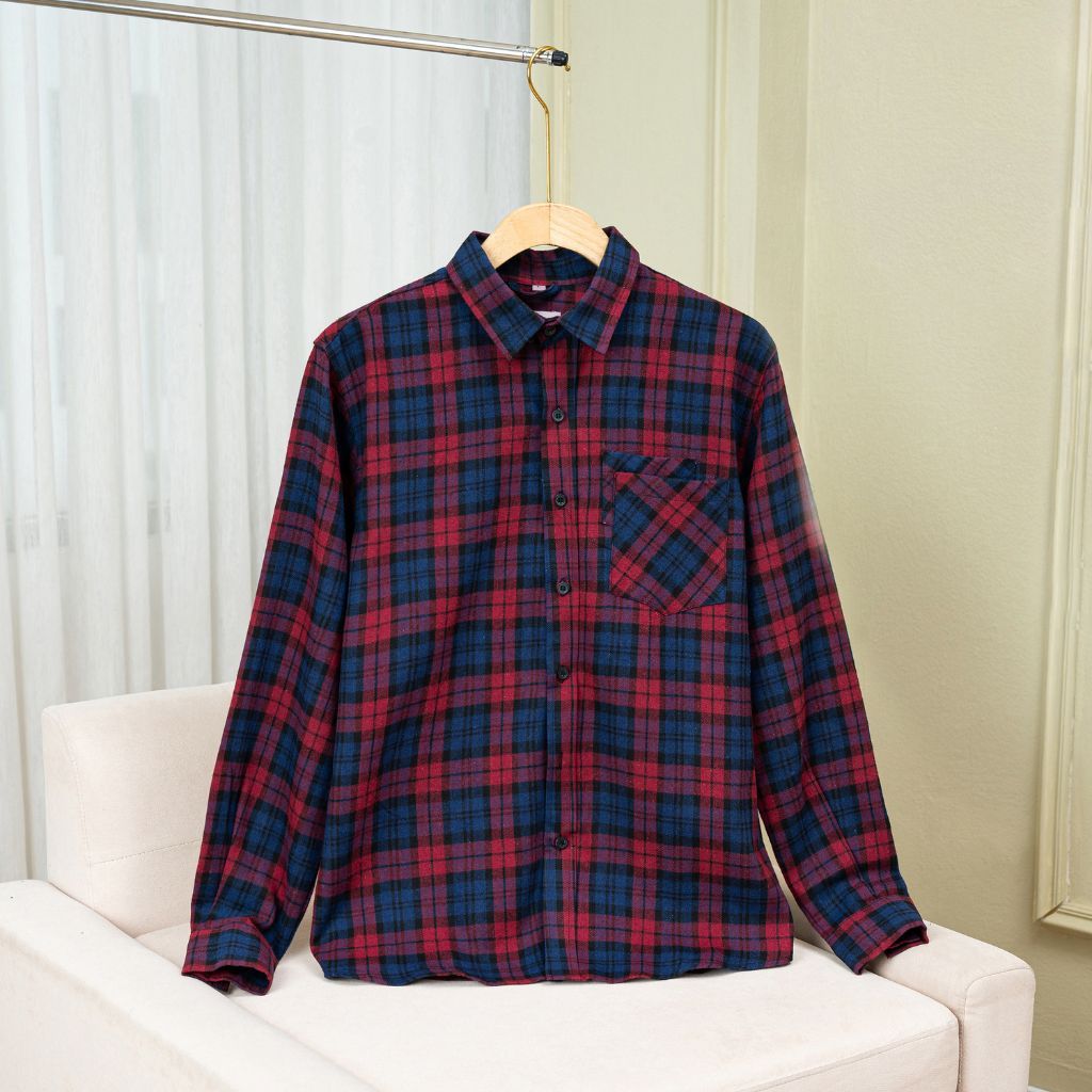 Set áo sơ mi phối chân váy ngắn xếp li kẻ caro Cozy Lila cá tính, set couple đồ đôi chất liệu cotton