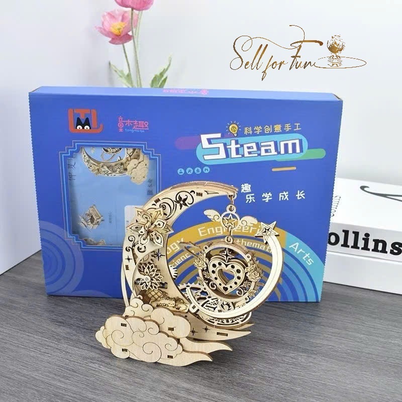 Đồ Chơi Lắp Ráp Mô Hình Gỗ 3D STEAM Hộp Nhạc Bằng Gỗ Ngôi Sao Đêm Hè