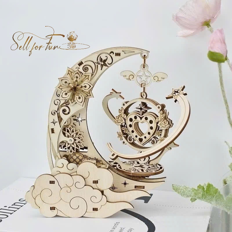 Đồ Chơi Lắp Ráp Mô Hình Gỗ 3D STEAM Hộp Nhạc Bằng Gỗ Ngôi Sao Đêm Hè