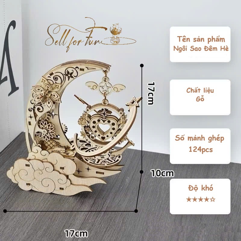 Đồ Chơi Lắp Ráp Mô Hình Gỗ 3D STEAM Hộp Nhạc Bằng Gỗ Ngôi Sao Đêm Hè