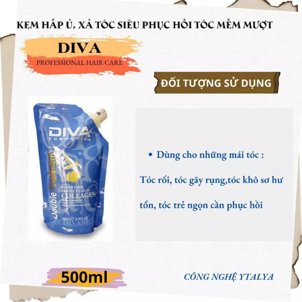 Hấp Dầu Collagen Diva Repair Hair Protect Color 500ml | Kem Hấp Dưỡng Tóc Mềm Mượt Cho Tóc Nhuộm