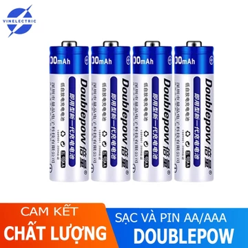 Bộ 4 pin tiểu sạc lại Douplepow công suất thực pin sạc aa pin sạc aaa pin tiểu pin đũa pin sạc