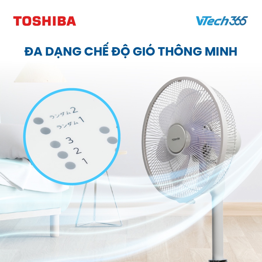 Quạt cây Toshiba TF-30AL27 nội địa Nhật Bản (đã kèm đổi nguồn gắn trong), Quạt đứng động cơ - VTech365