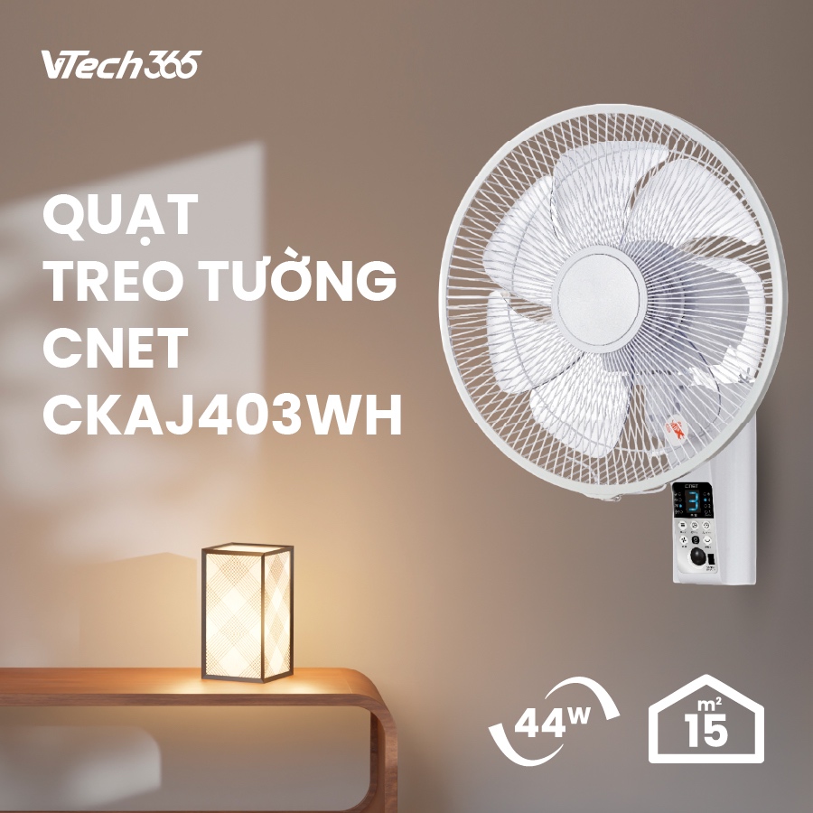 Quạt Treo Tường CNET CKAJ403WH, cảm biến chuyển động, nội địa Nhật Bản, giá đã bao gồm đổi nguồn gắn trong VTech365