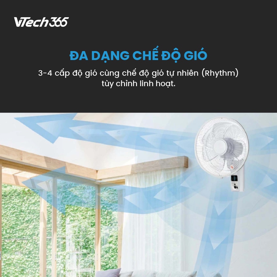 Quạt Treo Tường CNET CKAJ403WH, cảm biến chuyển động, nội địa Nhật Bản, giá đã bao gồm đổi nguồn gắn trong VTech365