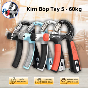 Kìm Bóp Tay Lò Xo Điều Chỉnh Lực Từ 5 - 60Kg Có Bộ Đếm Số Tập Cơ Tay, Ngón Tay GVN Sport