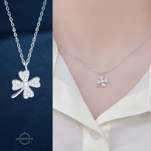 Dây Chuyền Cỏ 4 Lá Đính Đá Lấp Lánh, Vòng Cổ Cỏ Bốn Lá May Mắn Thanh Lịch, Quà Tặng Ý Nghĩa Cho Nữ