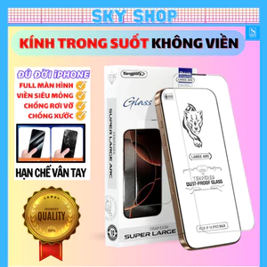 Kính cường lực iPhone trong suốt không viền đen cho 15 ProMax 12 ProMax 13 ProMax 14 Pro Max 16 ProMax