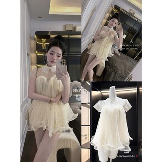 Set áo ren mix tơ trong suốt cổ sơ mi nhún bèo bồng xòe phối quần short xinh xắn cho nàng đi chơi  – BaoTrang.clothes