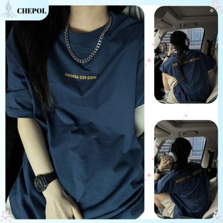 Áo Thun Navy Nữ Cao Cấp CHEPOL unisex 100% Cotton Thoáng Mát, Thấm Hút, Áo Phông cổ tròn form oversize BASIC CP_x9372