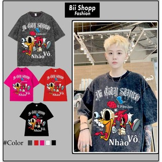 LOCAL BRAND Áo thun Wash Vịt Nhào Vô Phong Cách Unisex Form Rộng / Áo thun Phông Màu Phong Cách Âu Mỹ