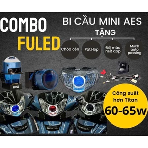 Combo Pha Đèn Lắp Sẵn Bi TITAN/AES Cầu 2.0 Siêu Sáng Cho Dòng Xe Máy Future Led. Đầy Đủ Giắc Cắm.