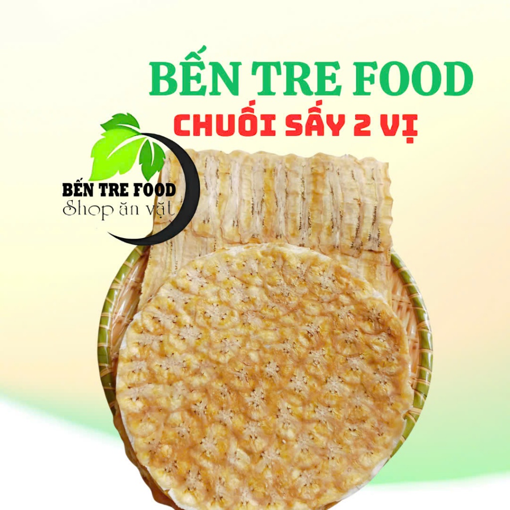Combo 500gr Chuối sấy mix 2 vị ( bánh phồng sữa dán chuối và chuối sấy nguyên chất Bến Tre)-đồ ăn vặt