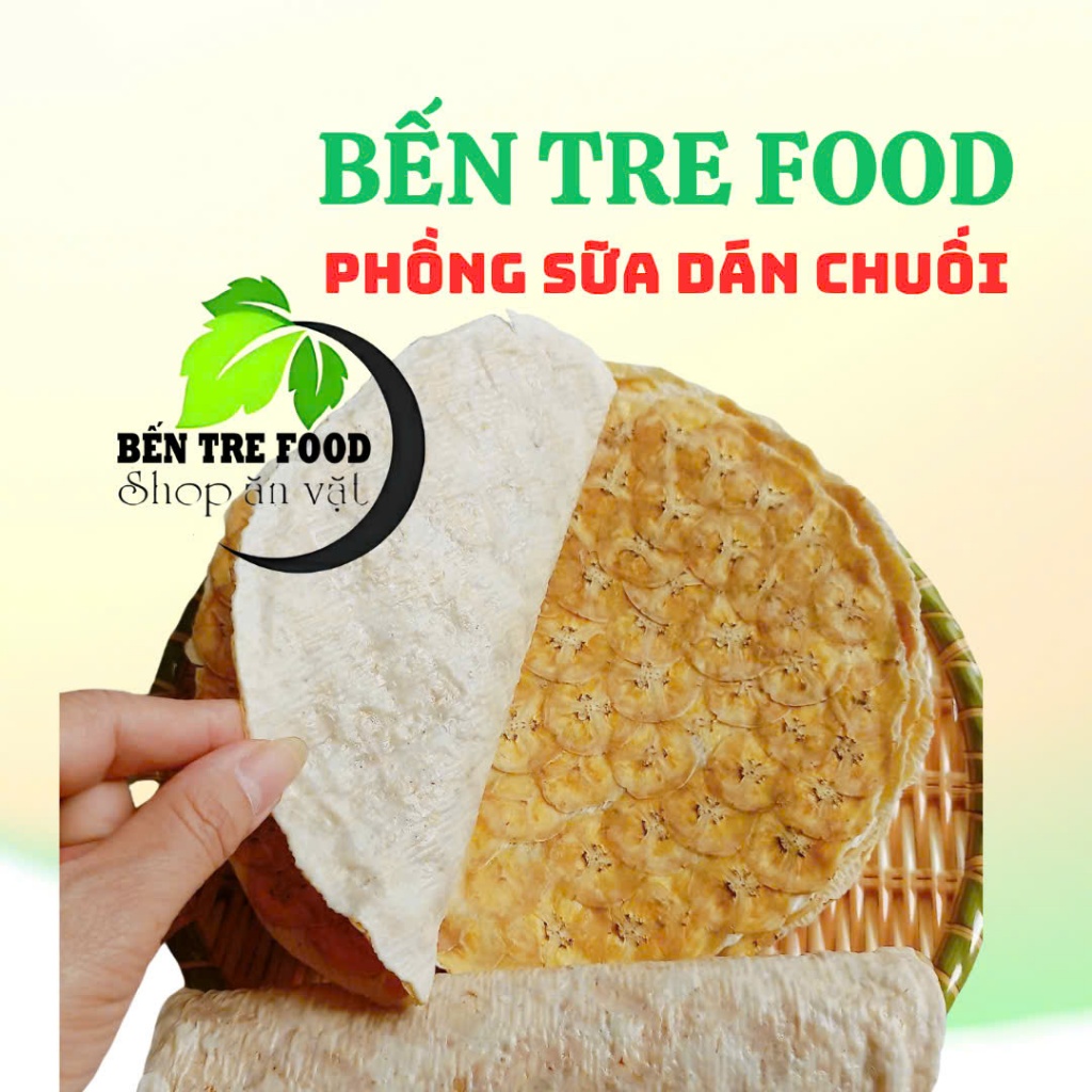 Bánh phồng sữa ép chuối Bến Tre túi 480gr (10 bánh) thơm ngọt vị chuối đồ ăn vặt