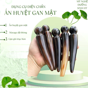 Dụng cụ điện chẩn ấn huyệt gan mật bằng sừng – Đả thông kinh mạch, massage thư giãn, đầu tròn mắt trâu