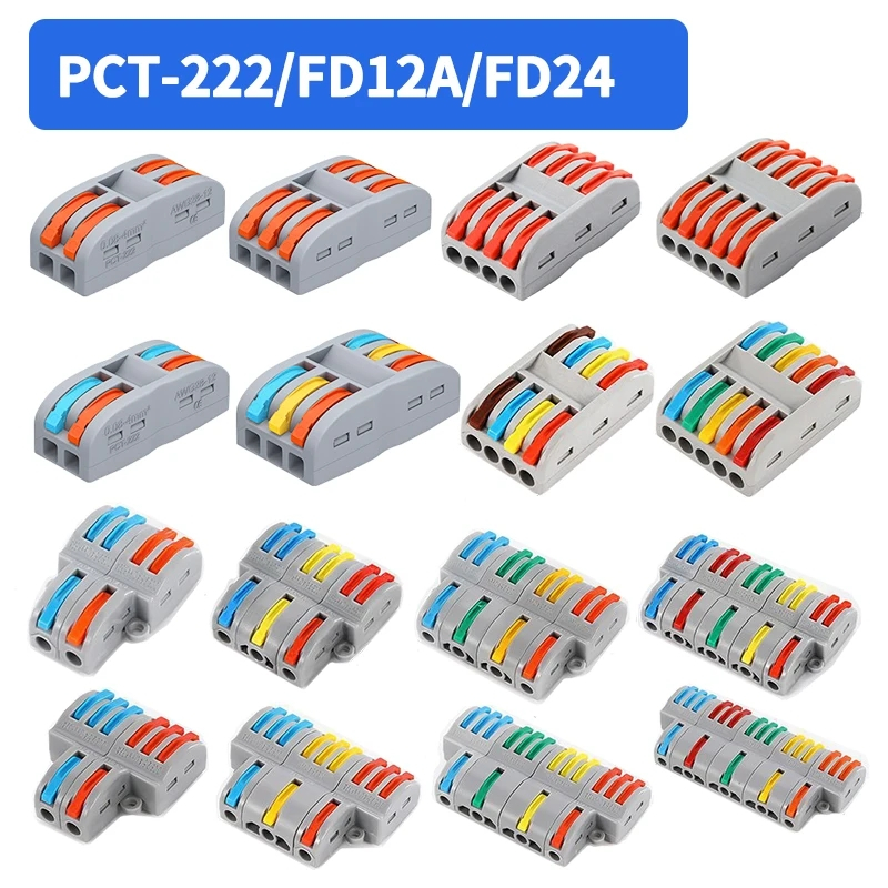 Cút nối dây điện nhanh PCT-222 2 cổng vào 2 ra - chịu tải 32A - dây tối ...