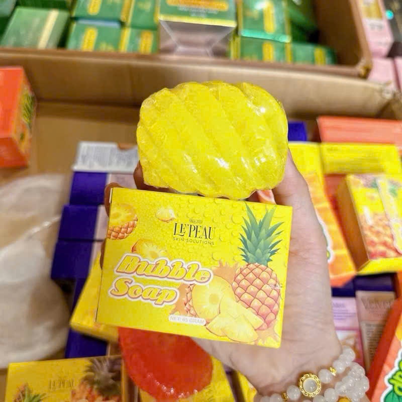 Soap Khóm Xà Bông Khóm,soap dứa Tắm Trắng Body Bubble Soap LE'PEAU 65gr