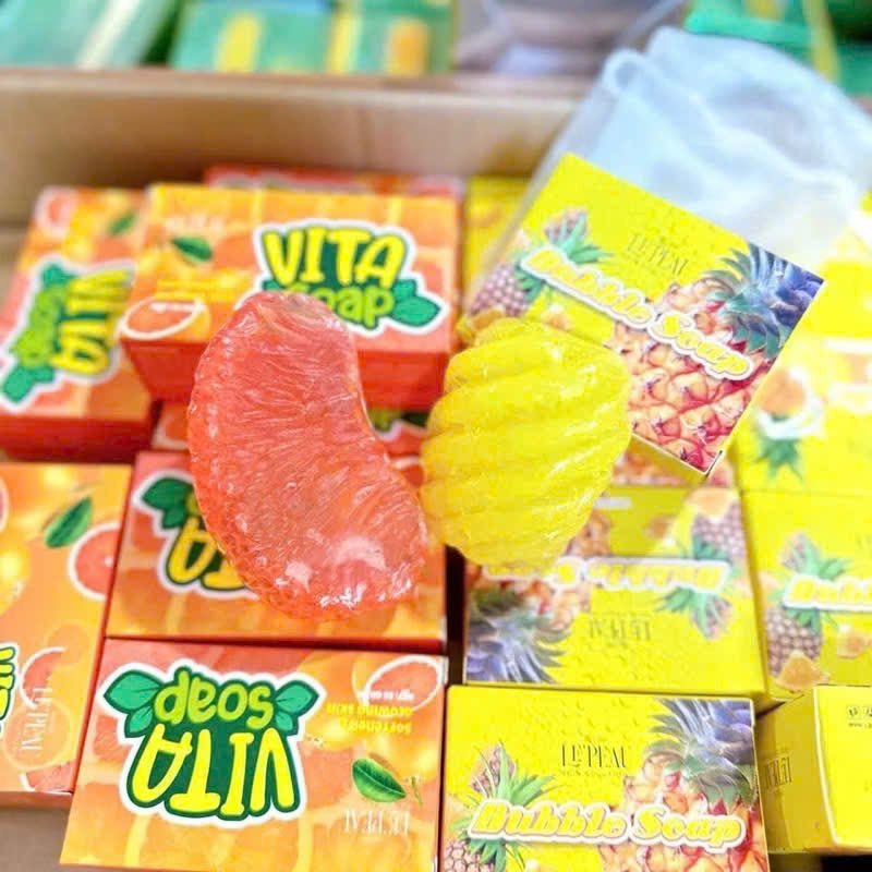 Soap Bưởi Vita, Xà Phòng Tắm Trắng, Dùng Được Cho Da Mặt, Khối Lượng 85gr - LE'PEAU