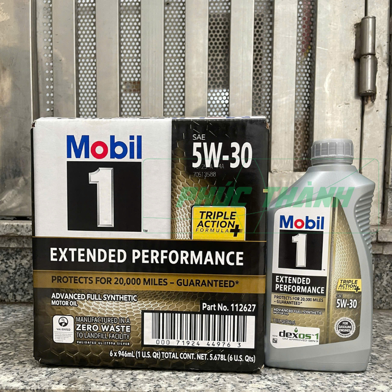 Thùng 6 Chai Dầu Nhớt Tổng Hợp Toàn Phần Ô-Tô MOBIL 1 EP 5W30 946ml Nhập Khẩu USA - Chính Hãng