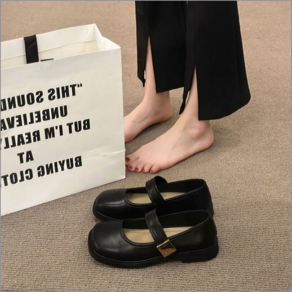 Giày Búp Bê Nữ, Giày Nữ Búp Bê Quai Dán Tag Cá Tính Trẻ Trung Màu Đen N11 || AnshoesDynasty