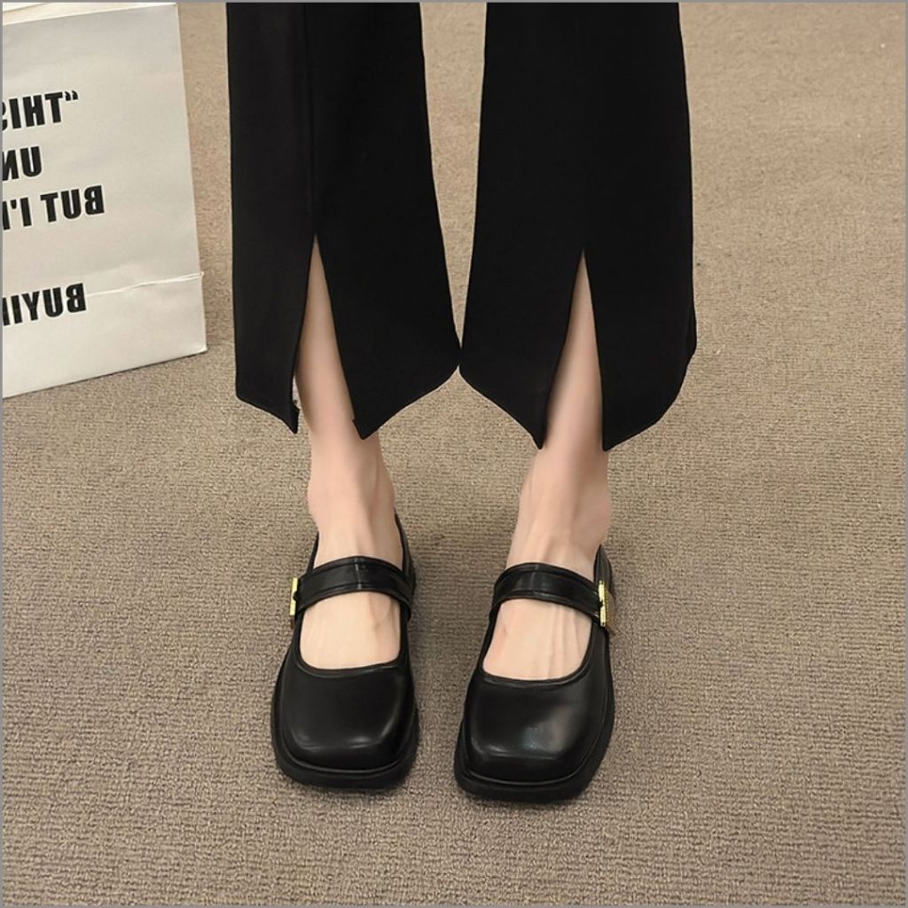 Giày Búp Bê Nữ, Giày Nữ Búp Bê Quai Dán Tag Cá Tính Trẻ Trung Màu Đen N11 || AnshoesDynasty