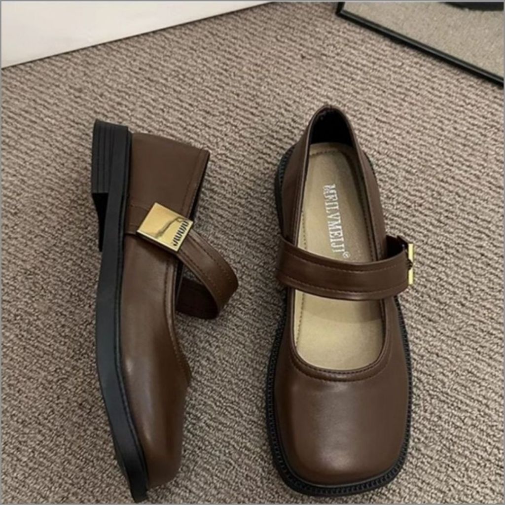 Giày Búp Bê Nữ, Giày Nữ Búp Bê Quai Dán Tag Basic Hot Trend Màu Nâu N11 || AnshoesDynasty