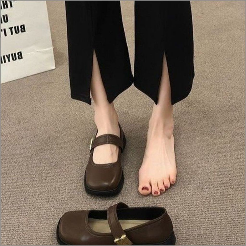 Giày Búp Bê Nữ, Giày Nữ Búp Bê Quai Dán Tag Basic Hot Trend Màu Nâu N11 || AnshoesDynasty