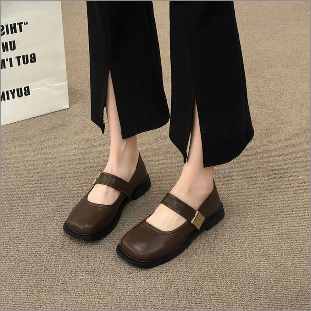 Giày Búp Bê Nữ, Giày Nữ Búp Bê Quai Dán Tag Basic Hot Trend Màu Nâu N11 || AnshoesDynasty