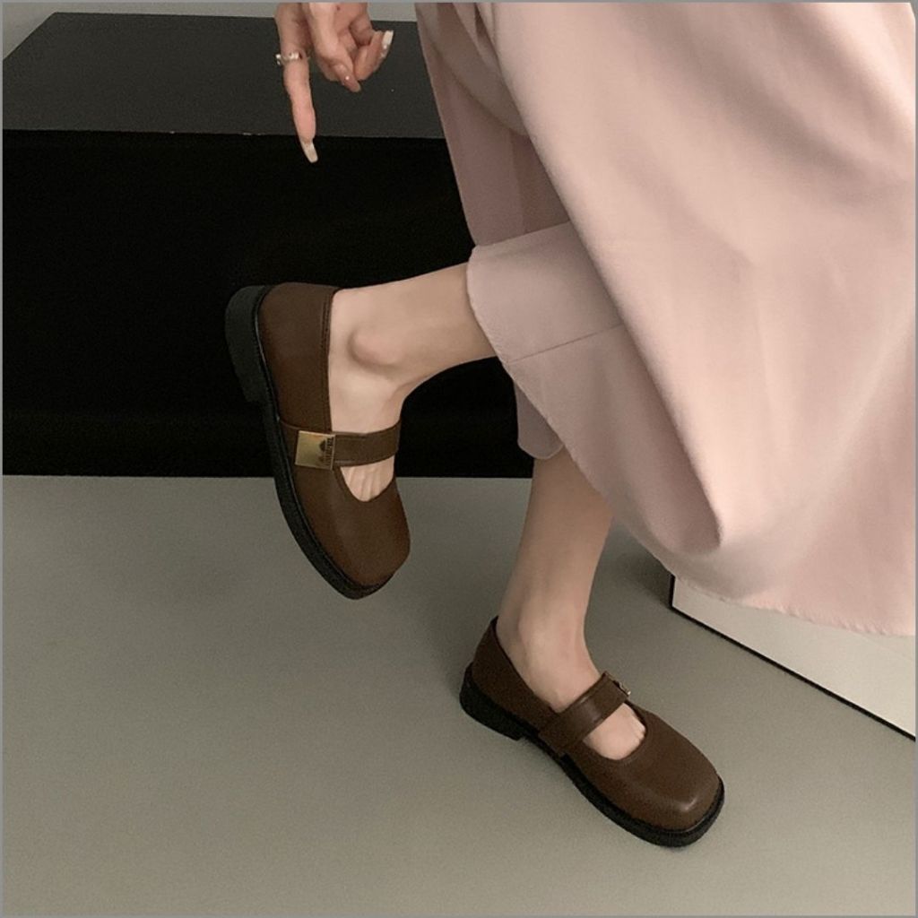 Giày Búp Bê Nữ, Giày Nữ Búp Bê Quai Dán Tag Basic Hot Trend Màu Nâu N11 || AnshoesDynasty